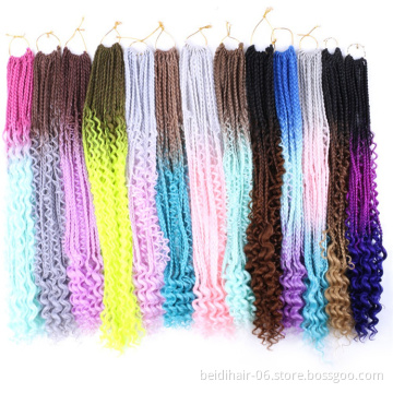 Ombre Box Braids Bohemian River Locs Crochet Messy Goddess Braids Curly